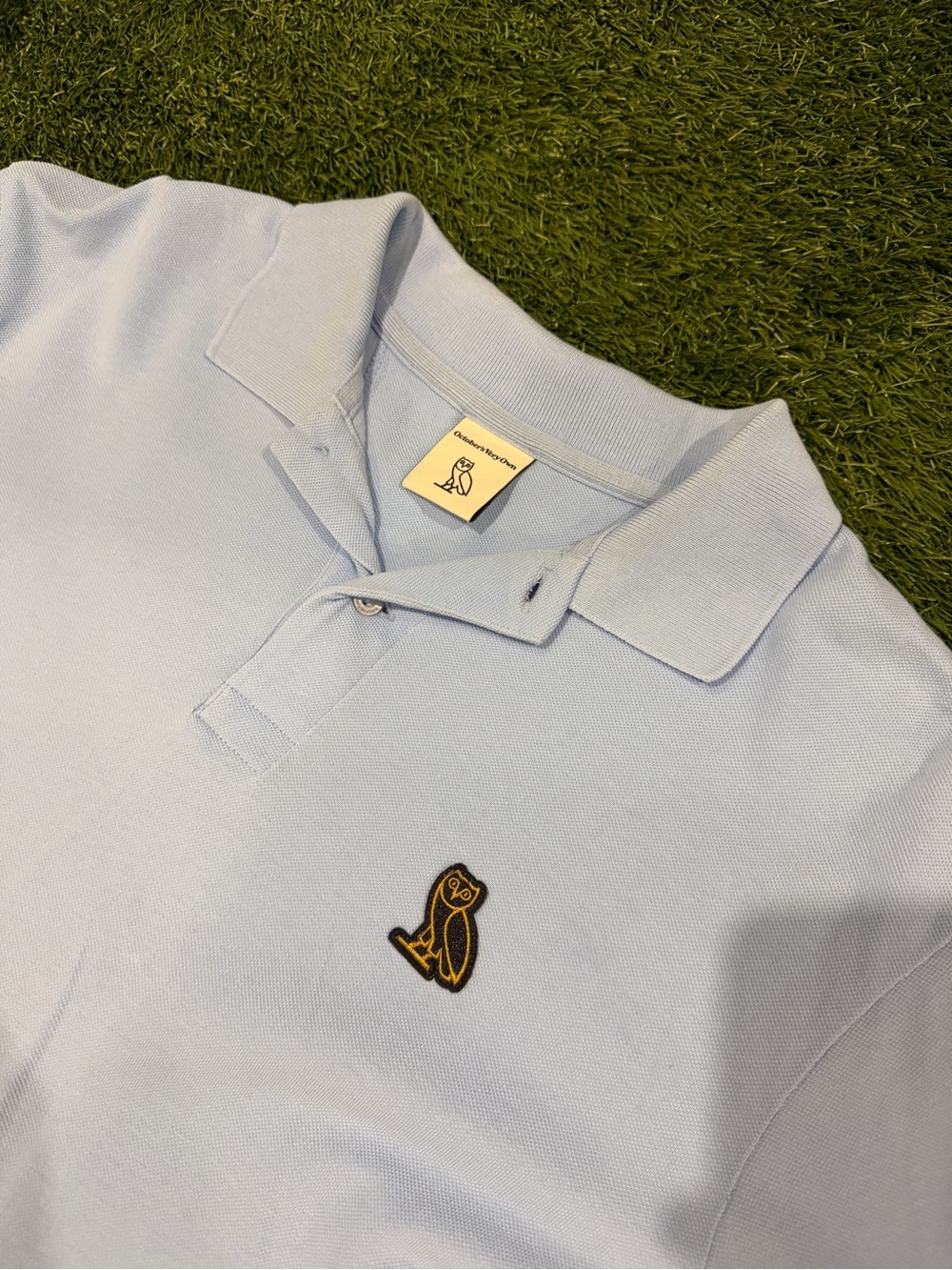 OVO Light Blue Polo with Embroidered Owl Patch